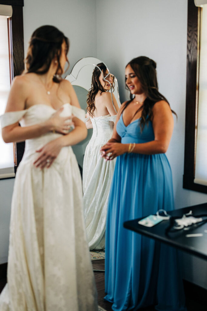 Bride getting ready at Orchard Ridge Farm wedding